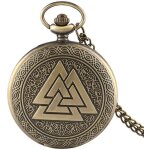 Bronze vintage triangle valknut norse vikings quartz montre de poche collier trois montres fob imbriques ...