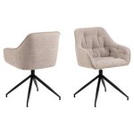Brooke chaise de salle  manger avec accoudoirs fonction pivotante beige.