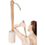 Brosse de bain en ponge de luffa  long manche - purateur de dos en luffa - adulte - mixte