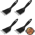 Brosse de barbecue - 4pcs - poils en acier inoxydable - poign�e antid�rapante - design deux - en - un ...