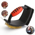 Brosse  barbecue - accessoire 3 en 1 - nettoyage facile - grattoir acier inoxydable - poigne antidrapante ...