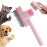 Brosse � chat attrape - poils autonettoyante - 1 pi�ce rose universel - brosse long court poil chat peigne ...