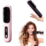 Brosse chauffante pour cheveux courts brosse � lisser 3 niveaux de chauffage et �cran led et rechargeable ...