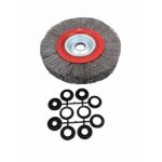 Brosse circulaire de touret 200 mm avec 5 jeux de bagues dadaptation Brosse circulaire de touret 200 mm avec 5 jeux de bagues dadaptation