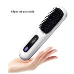 Brosse lissante sans fil chauffante mch c�ramique lcd 3 temp�ratures ionique rechargeable antibr�lure ...