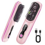 Brosse lissante sans fil portable - 1 pi�ce anti - br�lure 140 - 200�c ions n�gatifs - convient pour ...