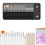 Ensemble de pinceaux  ongles - brosse  ongles - 20 pices - pochette magntique - professionnel - nail ...