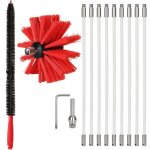Kit de ramonage chemin�e - professionnel - 3. 6m - brosse nylon 100mm - tiges flexibles - accessoires ...
