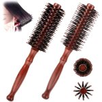 Brosse ronde petite brosse À cheveux brosse À cheveux ronde brosse en poils de sanglier bois peigne À ... Brosse ronde petite brosse À cheveux brosse À cheveux ronde brosse en poils de sanglier bois peigne À ...