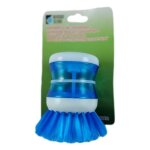 Brosse � vaisselle 9cm avec distributeur r�servoir liquide doseur 2 couleurs - couleur:bleu