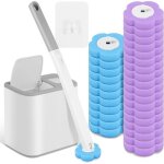 Brosse wc jetable - 30 recharges nettoyantes & t�tes de rechange - support lavabo gris