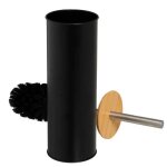 Brosse wc en m�tal noir et bambou