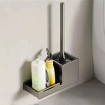 Brosse wc sans per�age avec support et plateau - mod�le am�lior� gris fonc� 335 cm rangement et �gouttage ...
