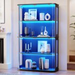 Brottar grande vitrine en verre arche 4 niveaux led 3 couleurs d�tecteur mouvement noir vitrine salle ...