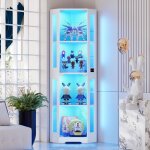Brottar vitrine d?angle led 3 couleurs d�tecteur de mouvement blanc rangement figurines salon bureau ...
