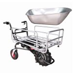 Brouette lectrique multifonction 24 v charge 120 kg avec panier rglable et benne