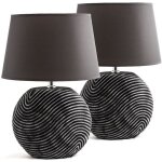 Lampe de table - brubaker - lot de 2 - abat - jour anthracite - pied en cramique - hauteur 38 cm