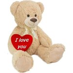 Brubaker peluche g�ante xxl - ours / nounours - 100 cm - beige - c?ur en peluche i love you inclus