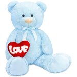 Brubaker peluche g�ante xxl - ours - nounours - 100 cm - bleu clair - c?ur en peluche love inclus