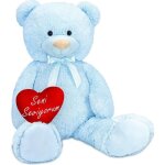 Brubaker peluche g�ante xxl - ours - nounours - 100 cm - bleu clair - c?ur en peluche seniseviyorum inclus ...