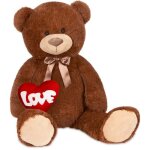 Brubaker peluche gante xxl - ours - nounours - 100 cm - marron - c?ur en peluche love inclus