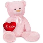 Brubaker peluche géante xxl - ours - nounours - 100 cm - rose - c?ur en peluche je taime inclus Brubaker peluche géante xxl - ours - nounours - 100 cm - rose - c?ur en peluche je taime inclus