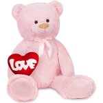 Brubaker peluche gante xxl - ours - nounours - 100 cm - rose - c?ur en peluche love inclus