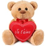 Peluche ours - brubaker - nounours - 35 cm - brun - c?ur en peluche inclus