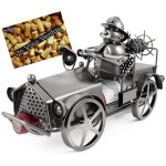 Brubaker porte - bouteille camion de pompiers - sculpture en mtal - argent - avec carte - cadeau