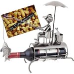 Brubaker porte - bouteille de vin - pcheur sous parasol - sculpture en mtal - ide cadeau - carte de ...