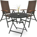 Brubaker salon de jardin modena - 1 table pliante en verre ronde de 70 cm  avec 2 chaises  dossier ...