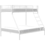 Bruce lits superposs 3 places - 90 / 140 x 190 cm - blanc - en mtal - sommiers inclus