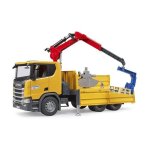 Camion de chantier - bruder - scania super 560r - grue pivotante 360 - 2 palettes incluses - plastique ...