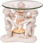 Br�le parfum - trois danges - verre - 14 cm - 12 cm - blanc