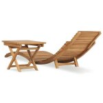 Brun chaise / meuble dext�rieur sarazyj - �chaise longue pliable - avec table - bois de teck solide hot7851079 ...