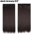 Brun fonc� - 23 pouces - - hairro extensions de cheveux synth�tiques longs et lisses pour femme 5 clips ...