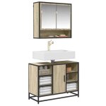 Brun meuble de salle de bain sarazyj armoire wc moderne avec lavabo ch�ne sonoma 80 x 33 x 60 cm bois ...
