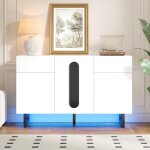 Buffet 120 * 405 * 75 cm �quip� de 2 tiroirs 3 portes �clairage led adapt� pour salon et salle � manger ...