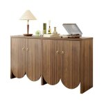 Buffet 147cm avec 4 portes poign�es en aluminium meuble de rangement polyvalent pour salon salle � manger ...