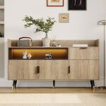 Buffet 160 * 35 * 82 cm avec 1 tiroir 3 portes espace de rangement ouvert adapt� pour salon et salle ...