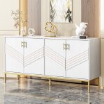 Buffet 160 x 40 x 805 cm 4 portes rangement modulable pour salon / salle � manger / entr�e mdf blanc ...