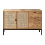 Calicosy - buffet 2 portes et 3 tiroirs en rotin l120 cm - jaya - bois clair Calicosy - buffet 2 portes et 3 tiroirs en rotin l120 cm - jaya - bois clair