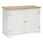 Buffet 2 portes olbia en m�tal & acacia 110x45cm blanc - atmosphera createur dinterieur