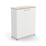 Calicosy - petit buffet 2 portes ouvrantes d�cor ch�ne kronberg et blanc - l797 cm - bois clair