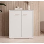 Buffet 2 portes petit meuble compl�ment finition mat l 60 x p 30 x h 71 cm couleur blanc mod�le lander ...