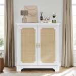 Buffet avec 2 portes en rotin buffet bas armoire � vin buffet de cuisine table de console meuble de rangement ...