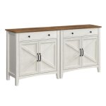 Buffet, lot de 2, avec tiroir, portes, Étagère réglable, style campagne, 40 x 80 x 80 cm, blanc rustique ... Buffet, lot de 2, avec tiroir, portes, Étagère réglable, style campagne, 40 x 80 x 80 cm, blanc rustique ...