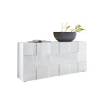 Buffet 3 portes 181 cm - blanc laqu brillant - style contemporain - milano