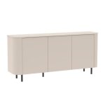 Buffet 3 portes finition laqu� beige design coins arrondis pieds m�tal noir - lyna