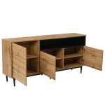 Buffet avec 3 portes et tiroirs bahut contemporain de rangement en mdf et bois - 160�35�76 cm noir et ...